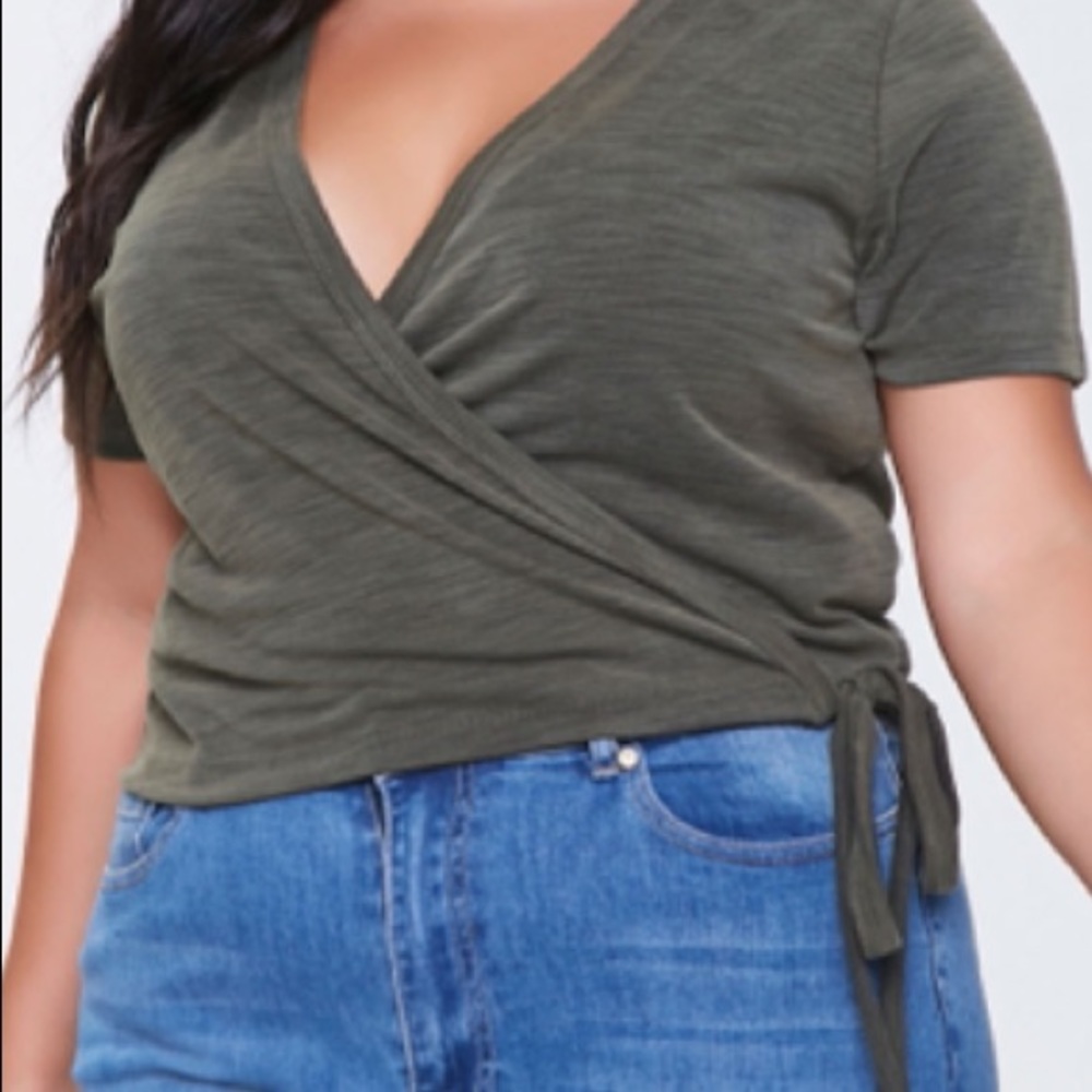 NWT Forever 21 Plus Size 3X Olive Green Wrap Top